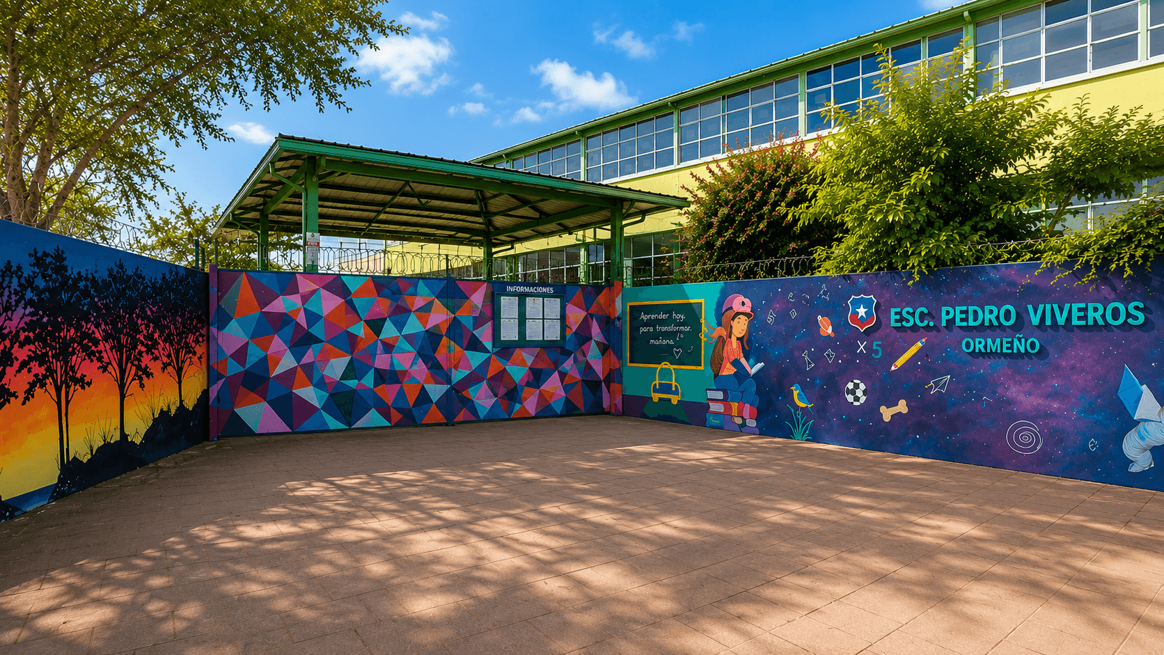 Fachada de la Escuela Profesor Pedro Viveros Ormeño